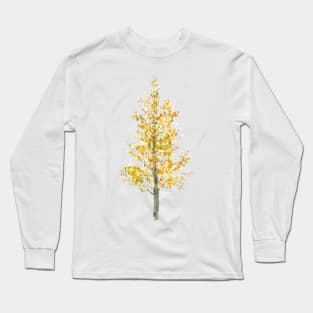 one lone yellow poplar tree watercolor Long Sleeve T-Shirt